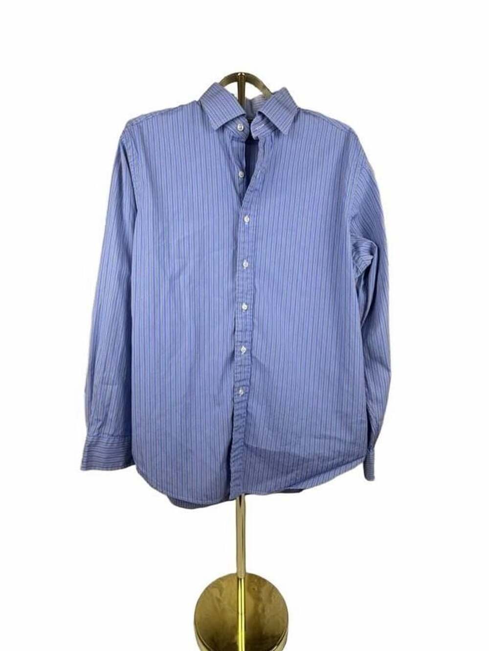 Polo Ralph Lauren Regent Classic Fit Blue Striped Long Sleeve Button Up 16.5 24/